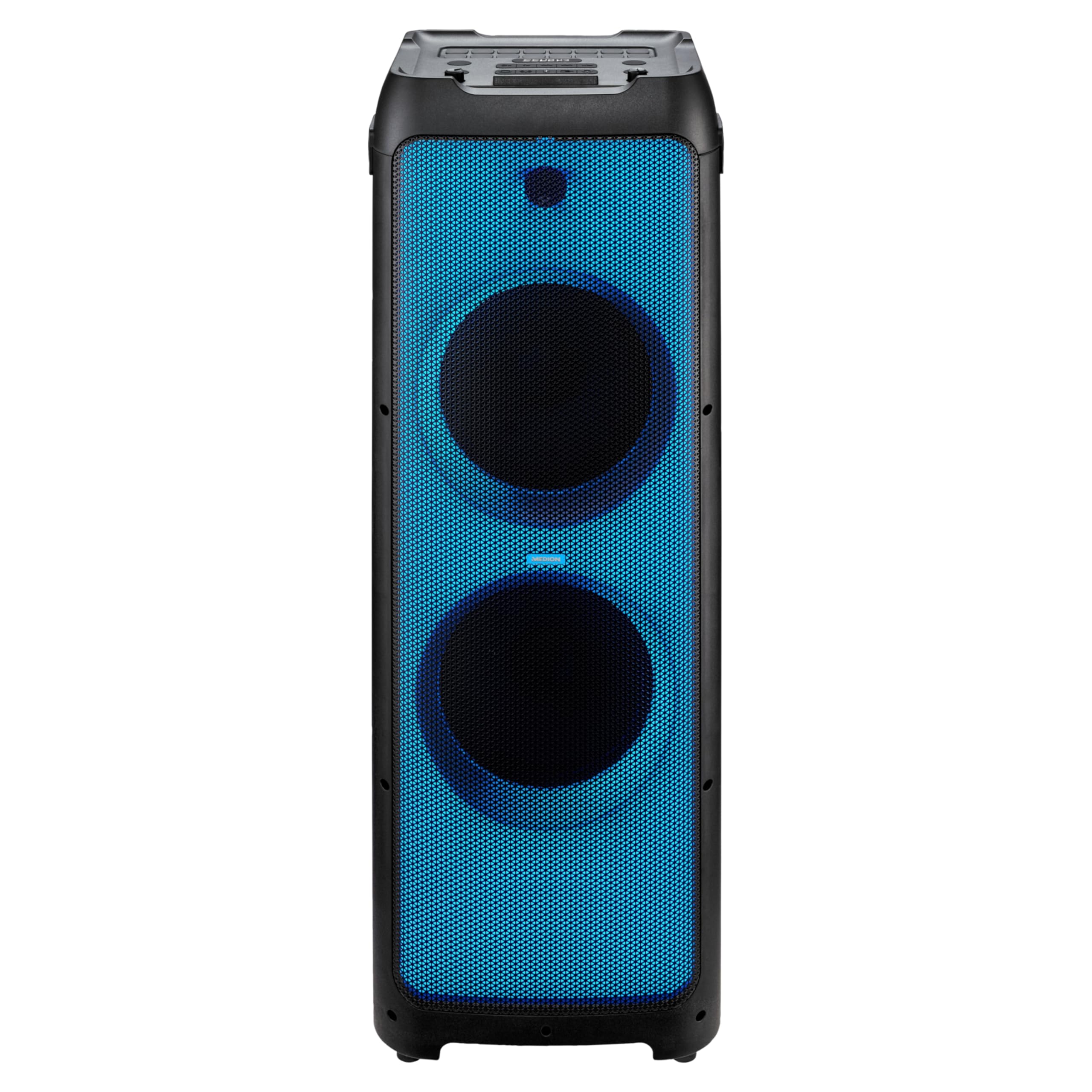 MEDION X61350 Party-Soundsystem Bluetooth 2x85W 350W RMS Subwoofer Karaoke Partybox LED Lichtshow