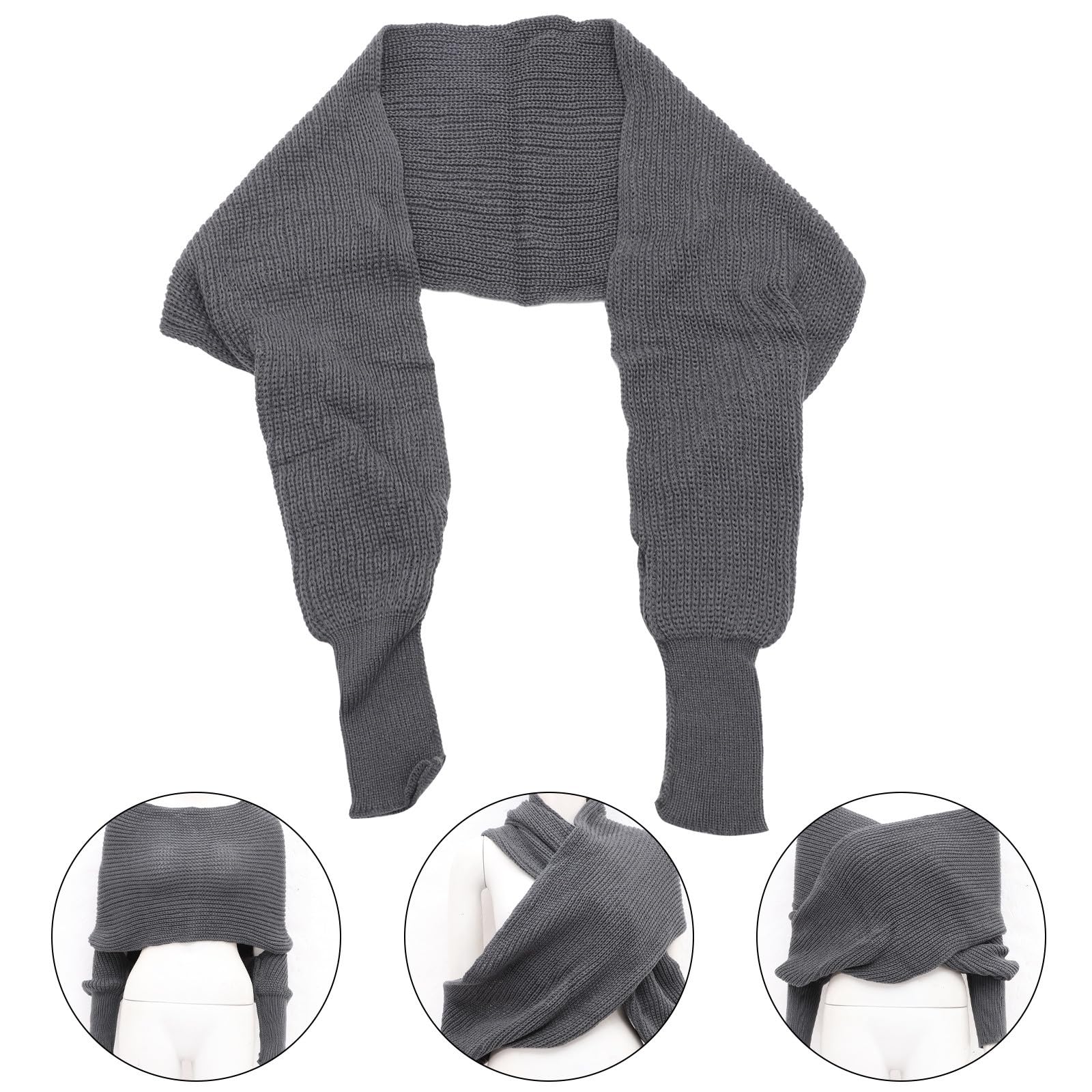 MAGICLULU Sciarpa Design Elastico per Mantenere Caldi Collo e Braccia con Maniche in Maglia Resistente e Acrilico Stile Coreano Autunno Inverno Unisex