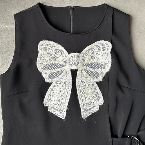 Miniatura 6 de 2 piezas de parches de encaje con moño, parches de encaje bordados blancos para decoración de vestido de novia y boda Bowknot,Bowknot