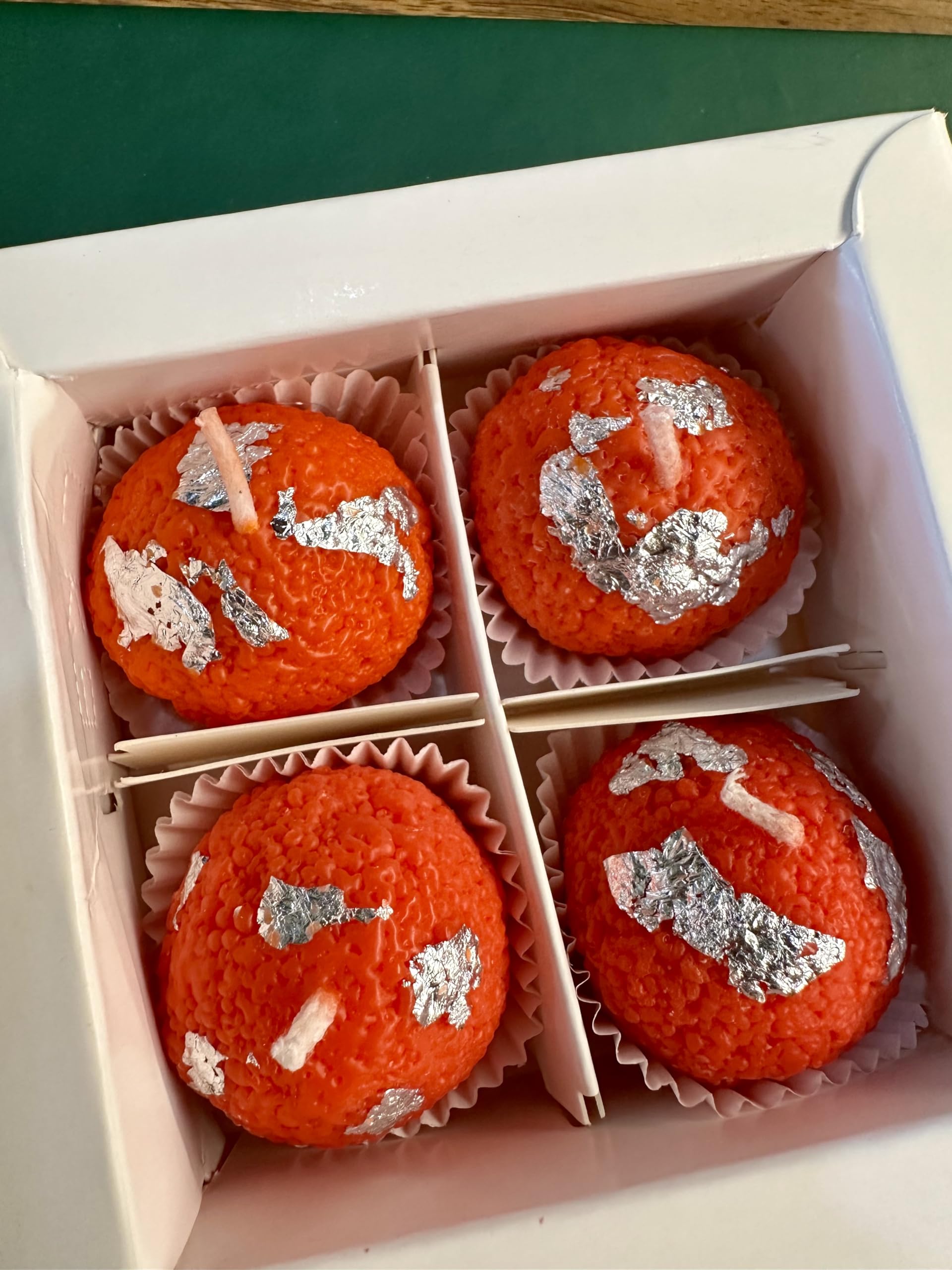 Mandy & Co - Laddu Soy Candles, Handcrafted Festive Gift Box, Diwali Laddu Candle Set - Pack of 4