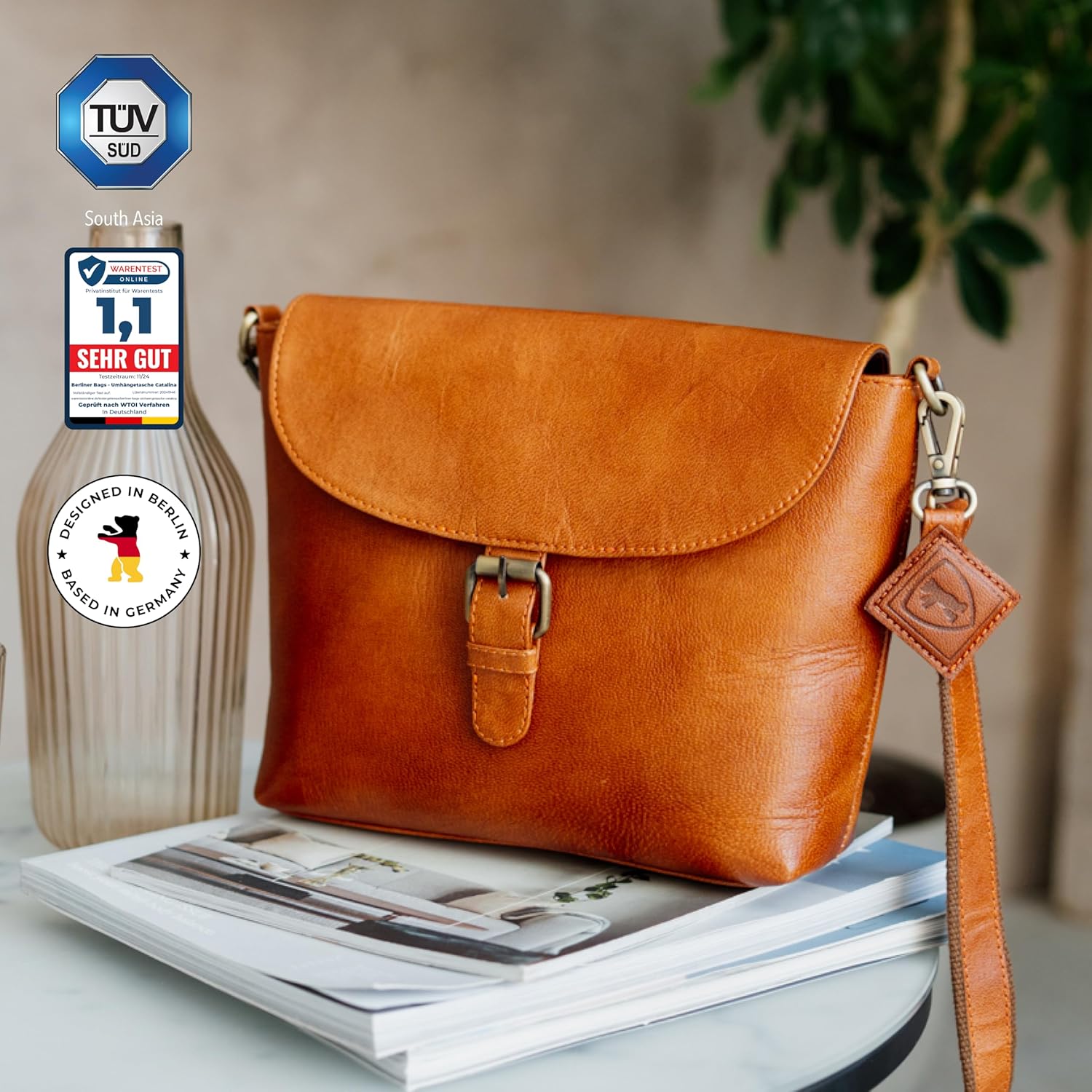 BERLINER BAGS Vintage Genuine Leather Shoulder Bag Catalina, Handbag, Small Crossbody Purse for Women - Image 3