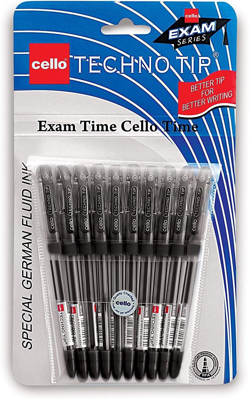 Cello Technotip Ball Pen Set - Pack of 10 (Black) by StationeryClub