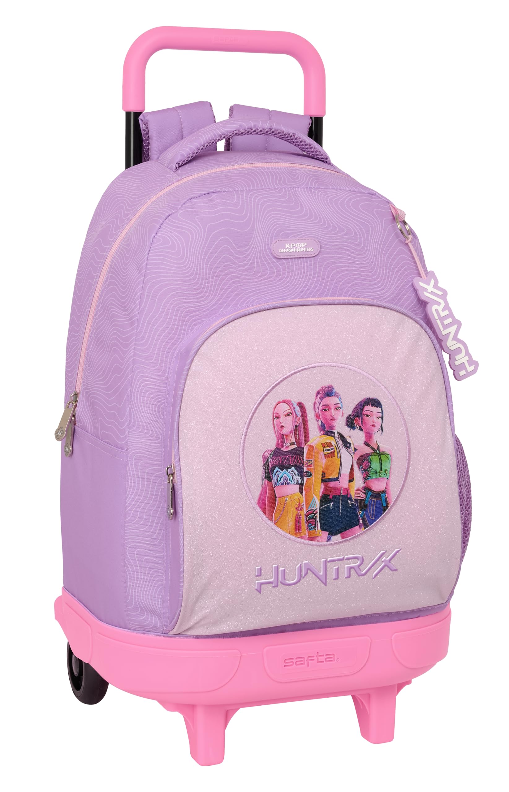 K-POP Demon Hunters - ICONIC - Mochila Grande con Ruedas, Compacta, Extraíble, Ideal para Niños de Diferentes Edades, Cómoda y Versátil, Resistencia, 33x22x45 cm