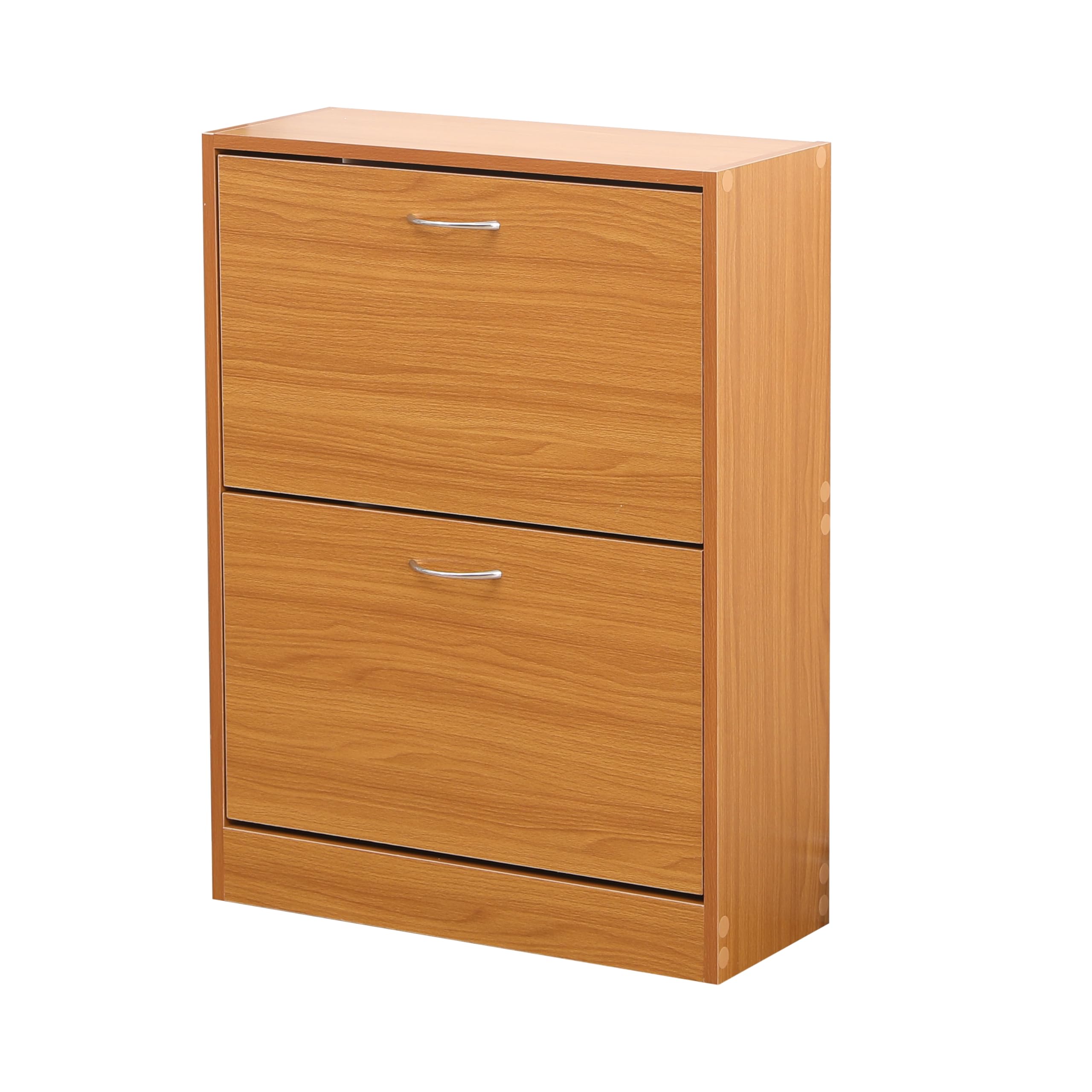 AVC Designs 2 Drawer Shoe Storage Cabinet Wooden Freestanding Footwear Rack Unit for Hallway or Entryway (Pine)