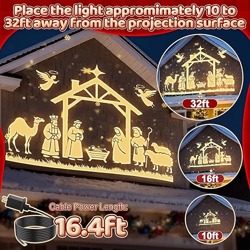 Miniatura 3 de Proyector de luces navideñas 12 en 1 para interiores y exteriores  3D dinámico JesúsSanta TrineoFantasmaArañaMurciélago Decoración de Navidad, Luces