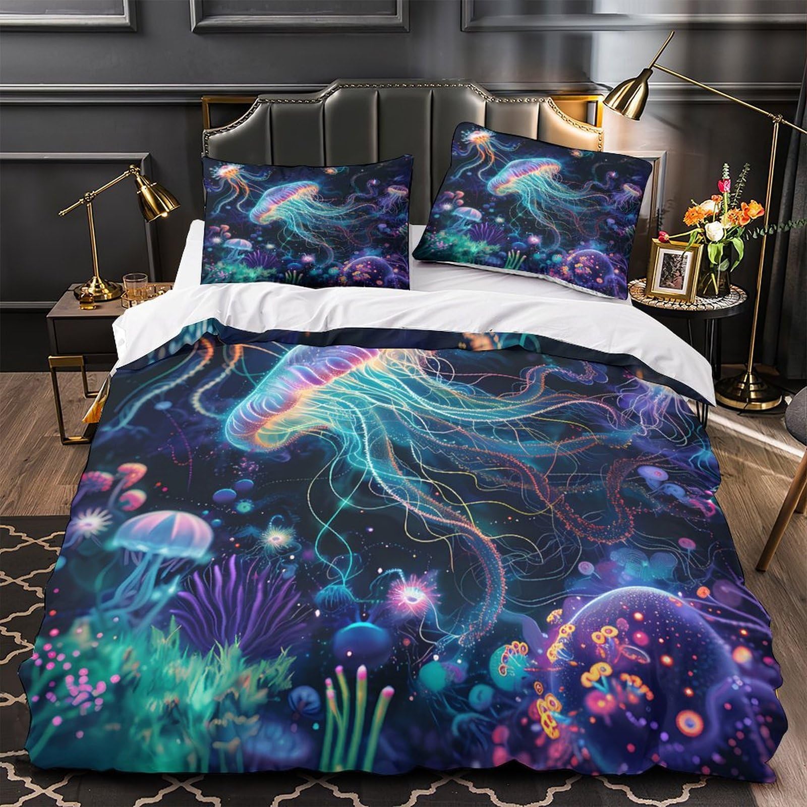 Linge de lit lion 3D respirant avec fermeture éclair pour grand lit