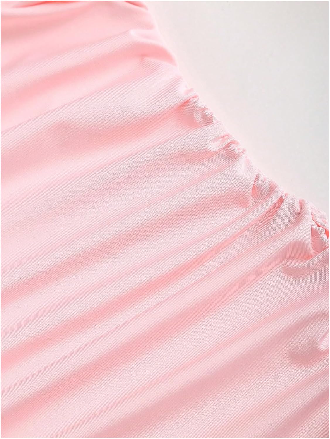 WDIRARA Women's Deep V Neck Halter Mini Dress Ruched Backless Ruffle Hem A Line Short Dresses - Image 4