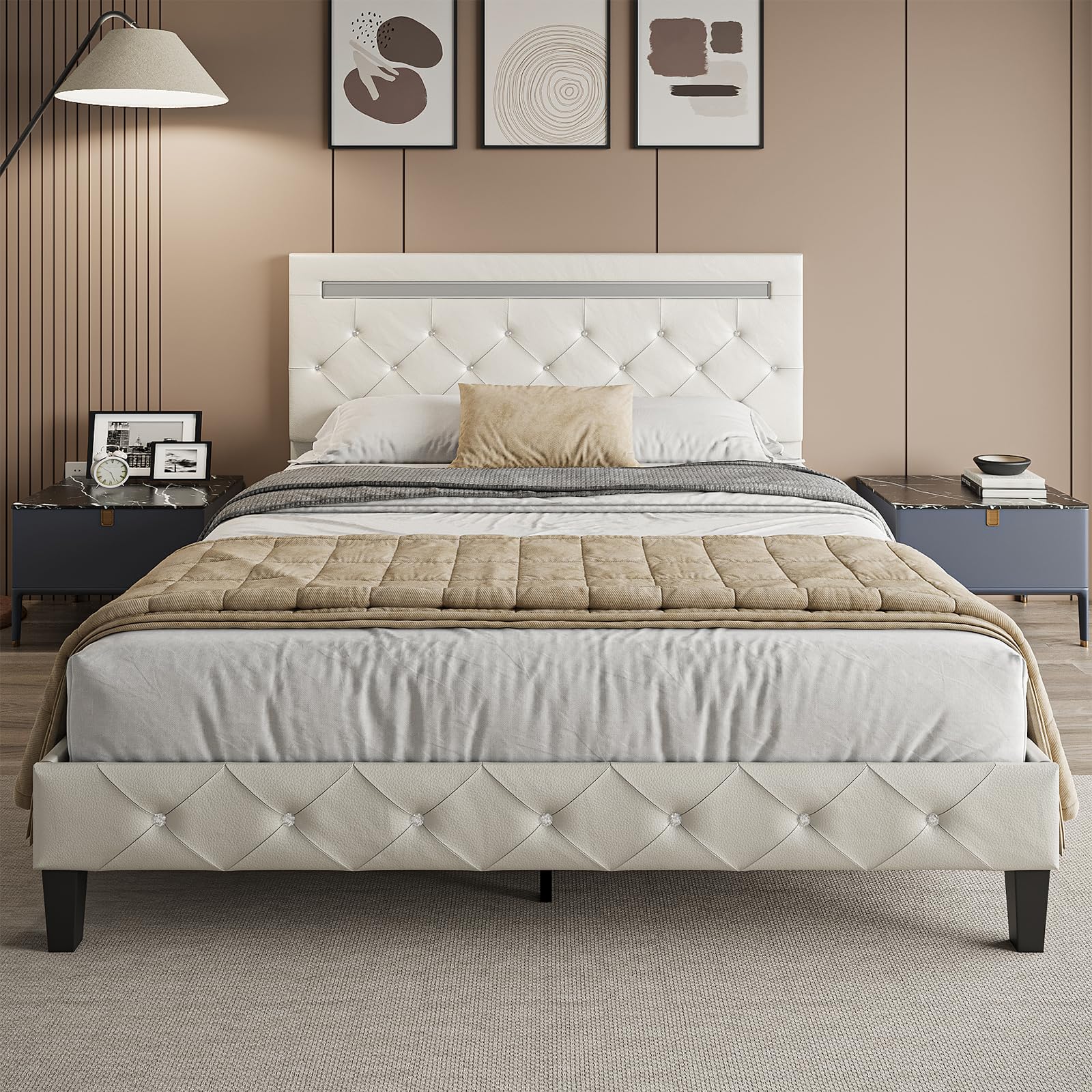 Amazon.com: Benevika Full Size Bed Frame with LED Lights