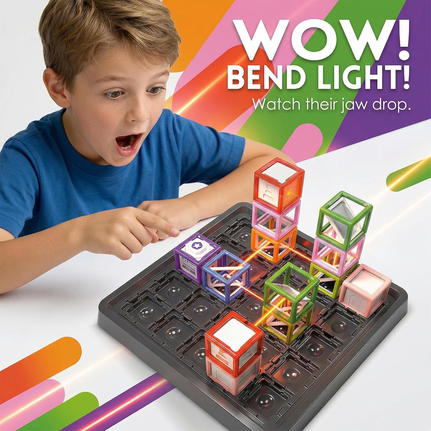 2026 New Laser Maze Reasoning Game, STEM Toys for Ages 8-13 with 60+ Challenges Puzzle Game, Board Games for 8-13 Years Old Children Gift, Learning Education Toys for Space & Logic - 37 Pcs