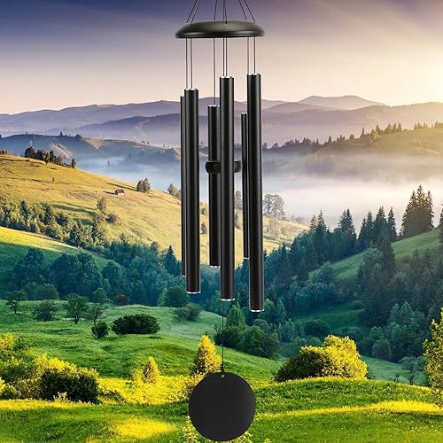 Miniatura 15 de Campanillas de viento para exteriores, decoración grande, tono profundo, tonos melódicos relajantes, campanillas de viento para exteriores