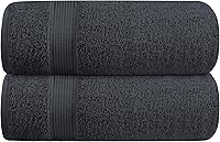 Belizzi Home 2 Pack Oversized Cotton Bath Towels 28x55 inches - Ultra Absorbent, Quick Dry, Lightweight for Gym Travel Pool - Charcoal Grey
