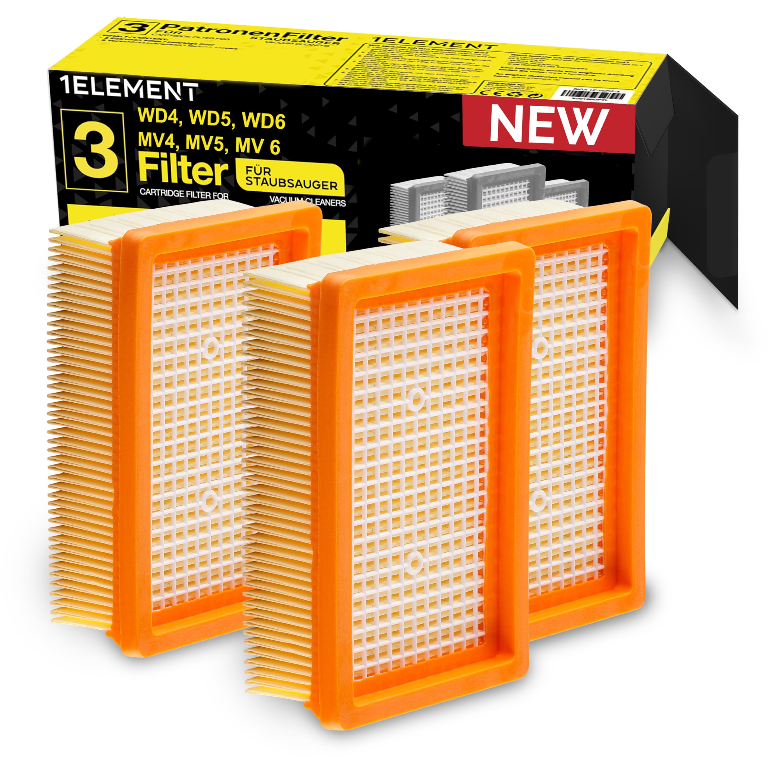 Filtri E Sacchetti Per Aspirapolvere Kärcher WD4 WD5 WD6 - Kit Con 3 Filtri, 3 Sacchetti E Spazzola