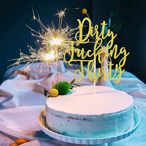 Vista 22 de Dirty Thirty - Decoración para tartas de 30 cumpleaños, decoración para pastel de cumpleaños de 30 años, suministros de decoración de fiesta de Oro