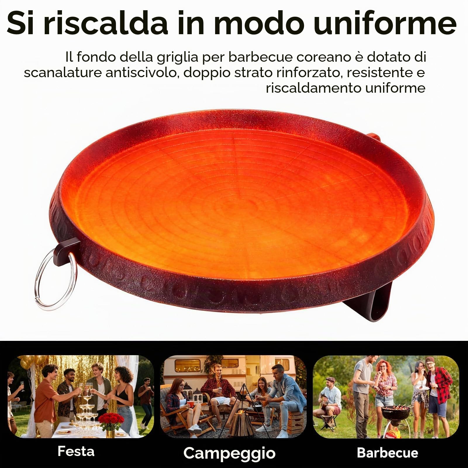 HERCHR Bistecchiera per barbecue in stile coreano, piastra grill con superficie rivestita Maifan per piano cottura, grigliate all'aperto per interni