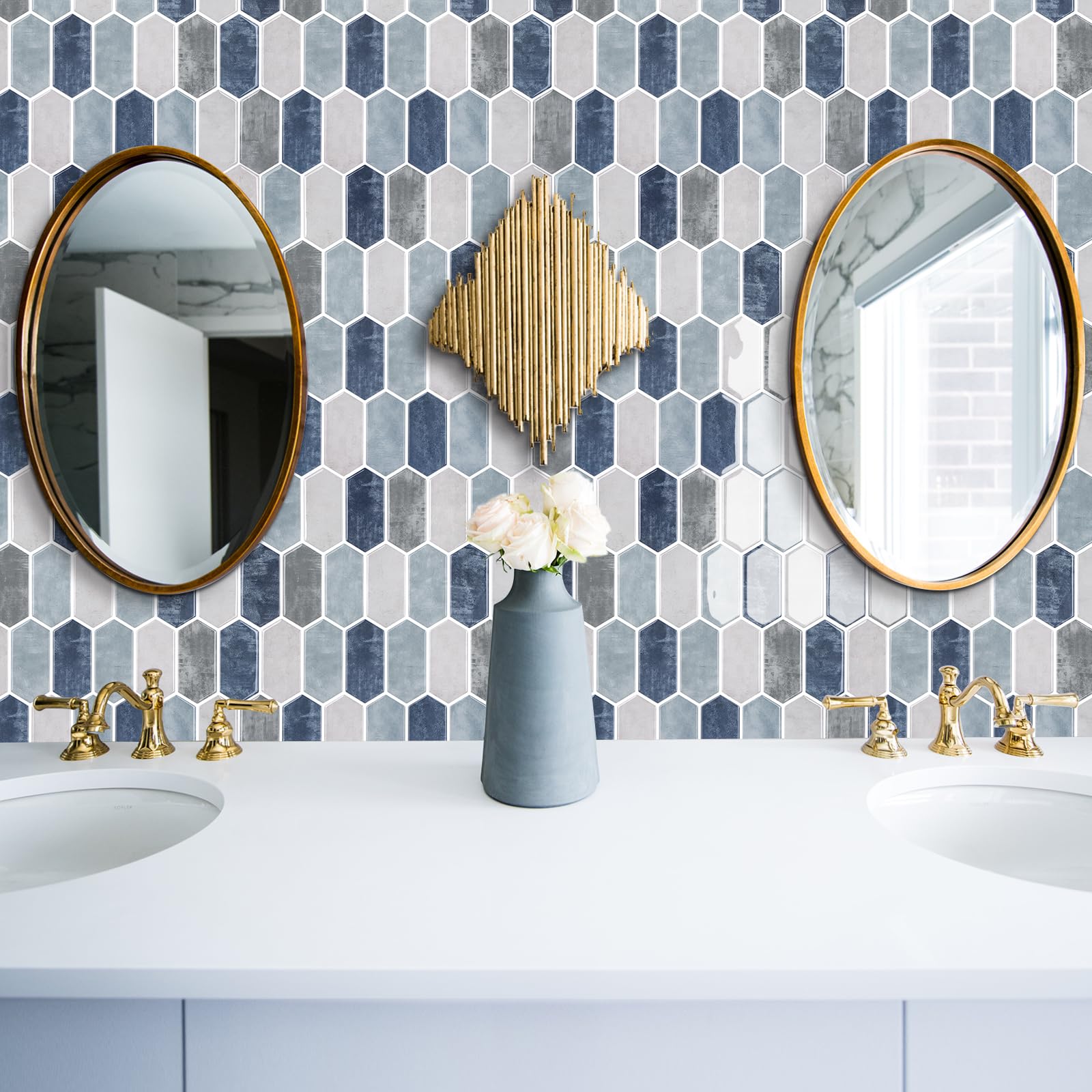 Carreaux Adhésifs PVC – 24 Feuilles Effet Mosaïque Beige, Cuisine Et Salle De Bain