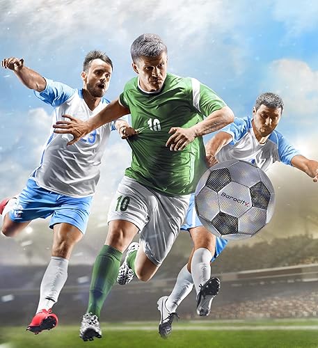 Miniatura 6 de Balones de fútbol para niños Pee Wee Pelota oficial de primera calidad con patrón hexagonal reflectante de arcoíris, duradera para entrenamiento en