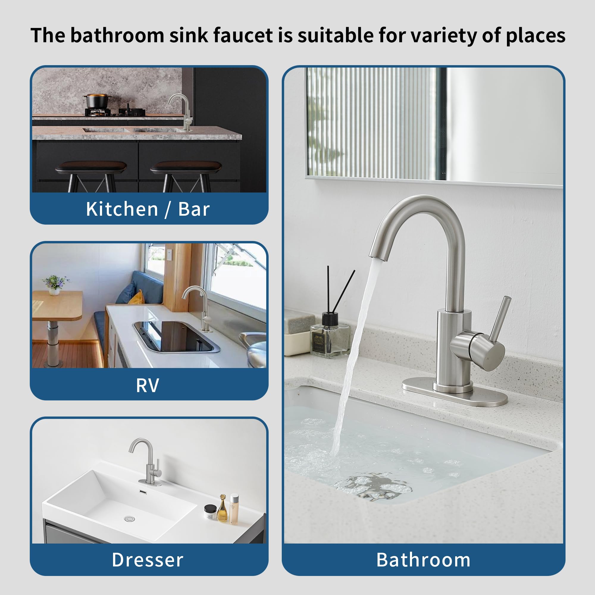 Grifos de baño para fregadero de níquel cepillado