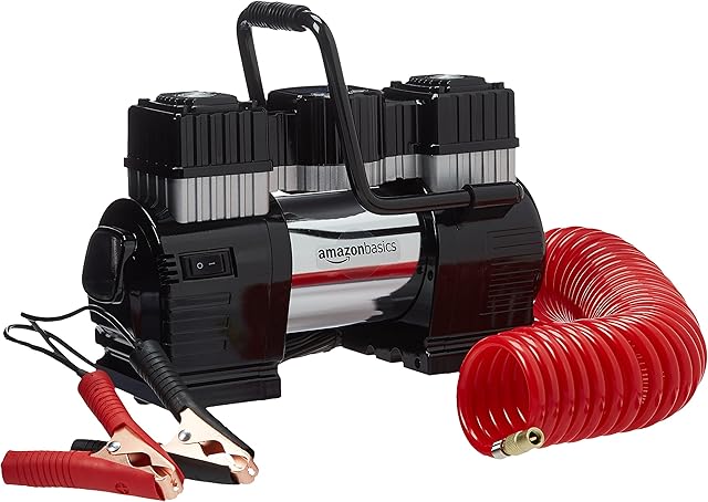 Amazon Basics Portable Air Compressor, Dual Battery Clamps with Carrying Case