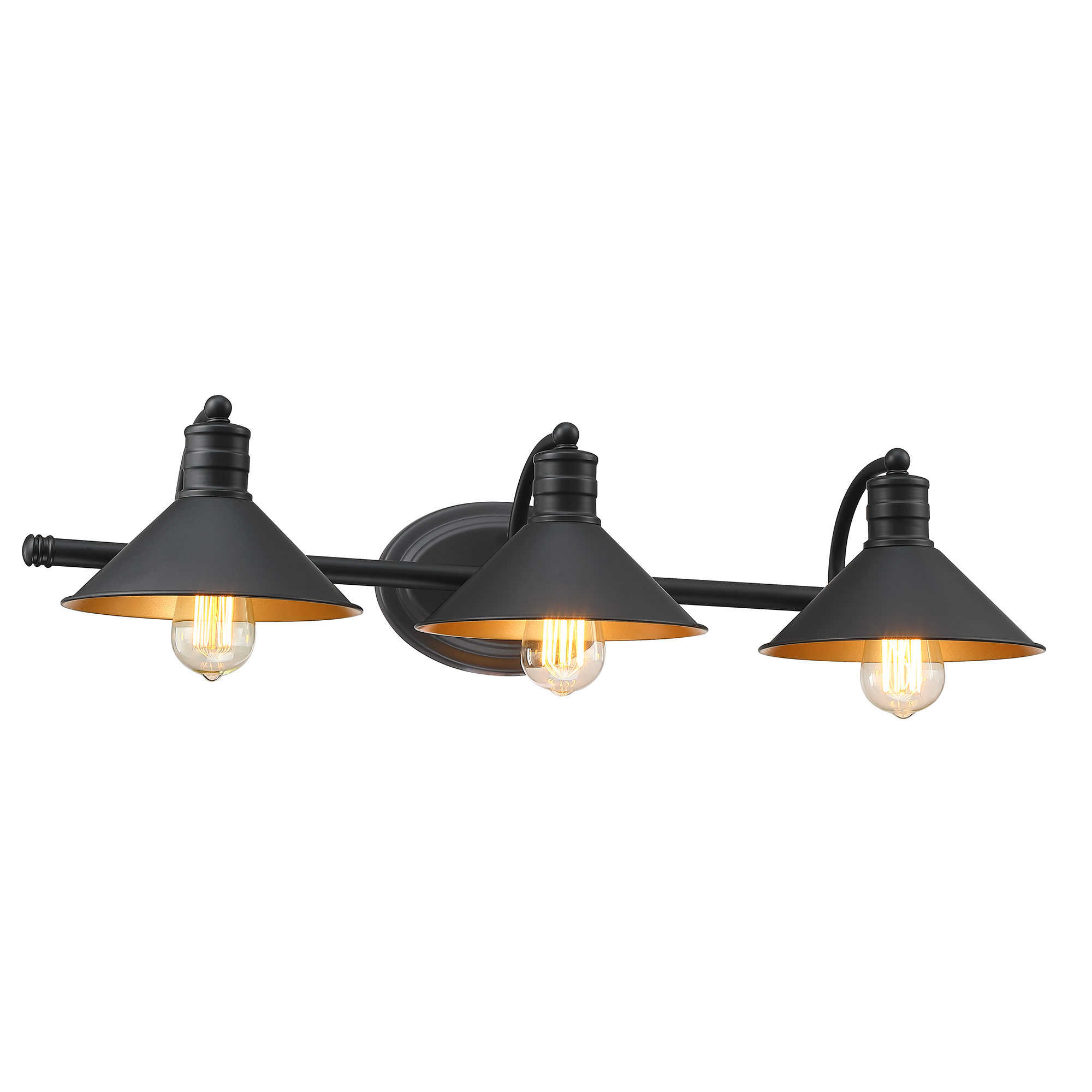 Image of 3 Light Bathroom Vanity Light Over Mirror - Farmhouse Wall Light for Bathroom Vanity Powder Room, Rustic Gooseneck Barn Style 3 Bulb Wall Sconce Over Kitchen Sink