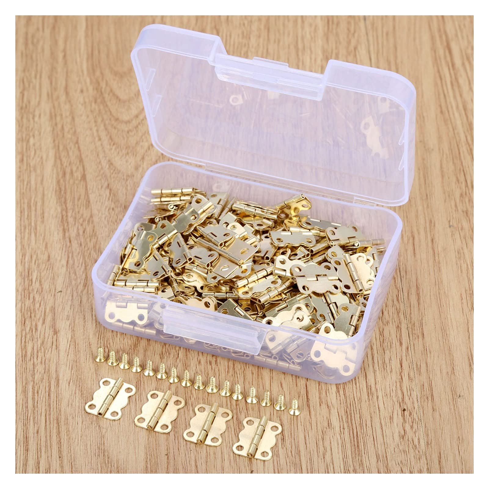 Zawias sprzętu meblowego. 200 SZTUK 16 * 12mm Gabinet Meble Meble zawiasowe Biżuteria Drewniane pudełko Dekoracyjne Akcesoria do zawiasów + 800 sztuk Śruby+ Pudełko do przechowywania (Color : B)