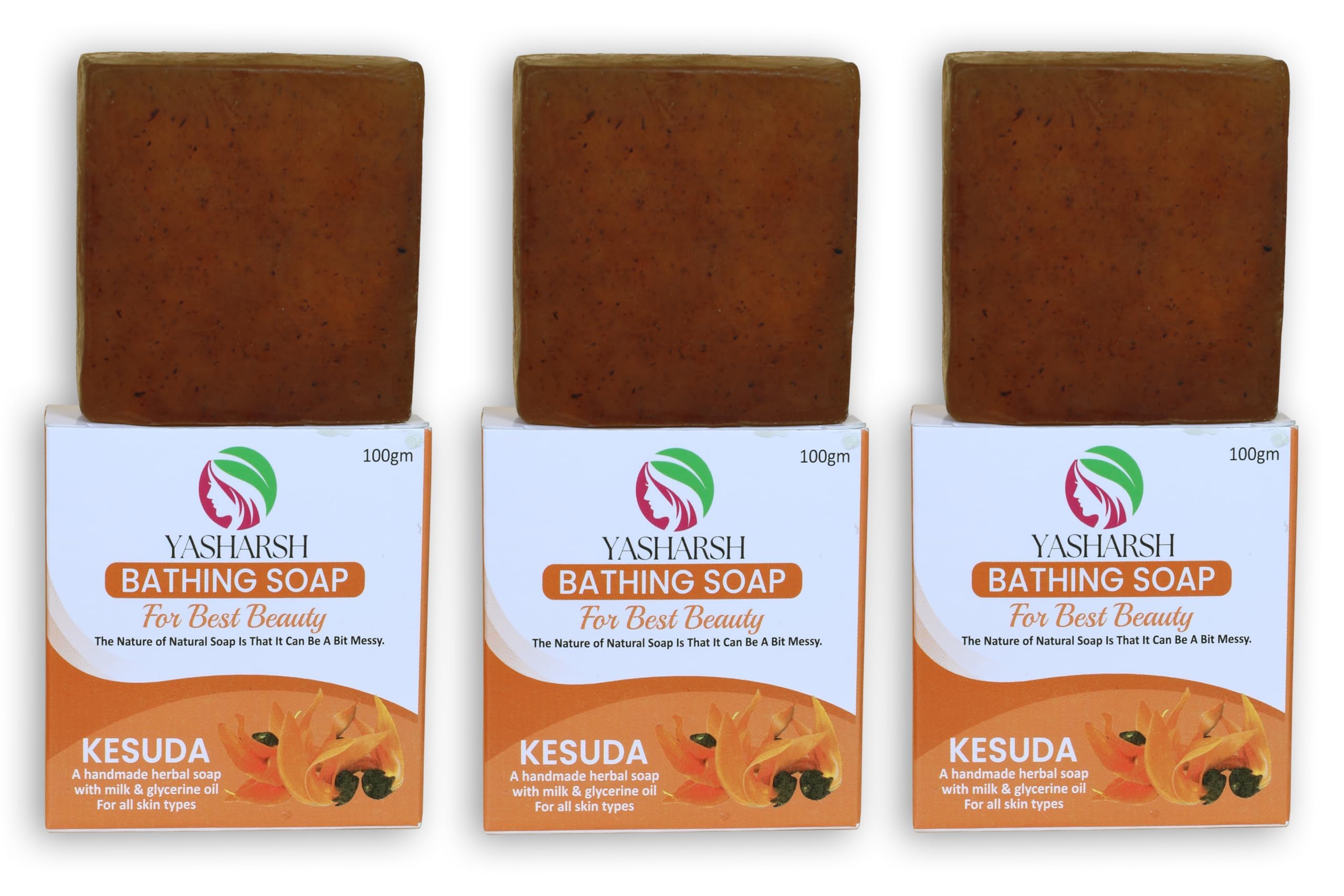 YASHARSH Kesuda Palash Bathing Soap | | Daily Bathing Soap For Men & Women | Natural Bathing Soap Base Soap With Nourishing - PACK OF 3