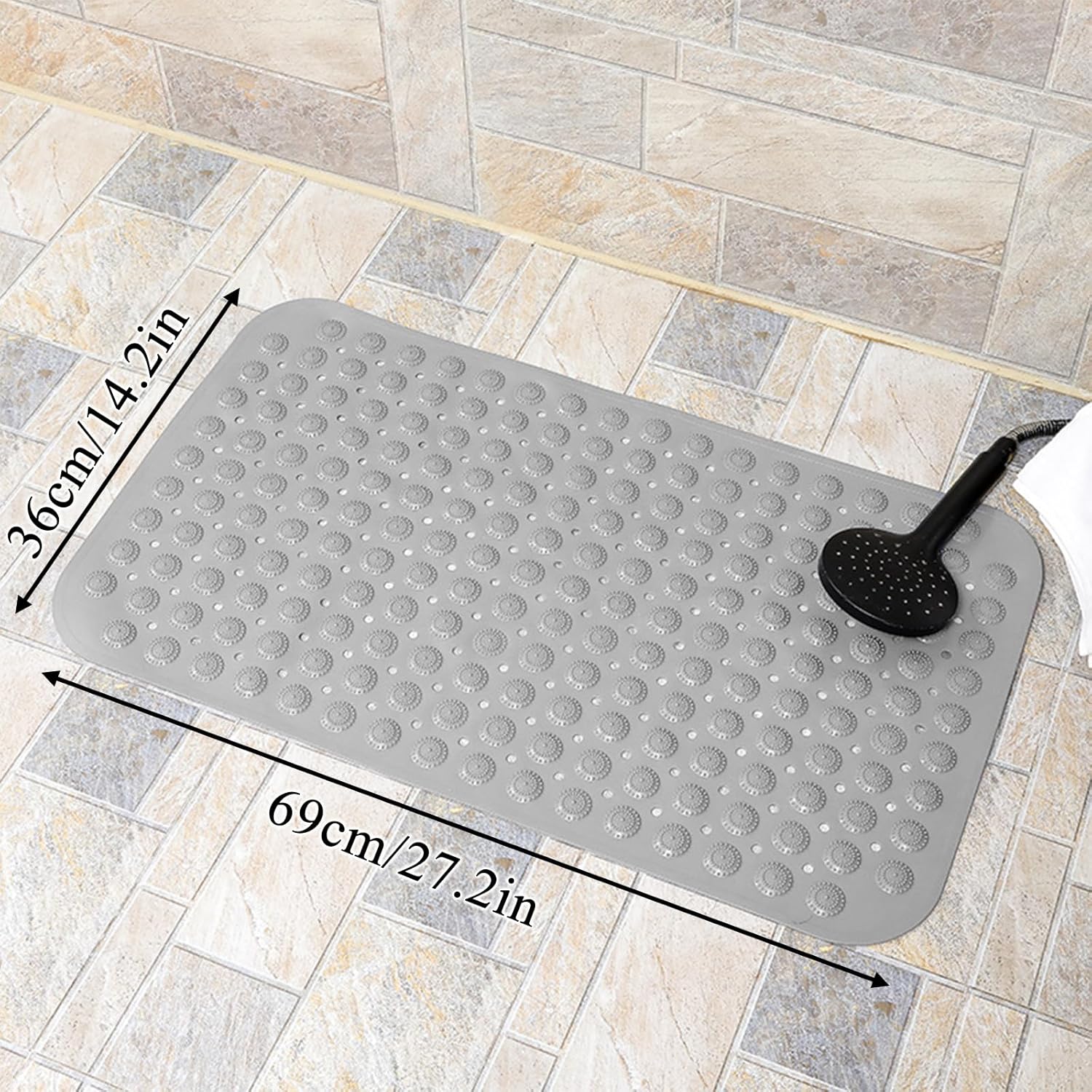 Bathtub Mat 27x14 Inches Non Slip Bath Mat Massage Anti Slip Bathtub Mat with Suction Cups and Drain Holes Machine Washable Bathroom Soft Shower Mat - Image 6