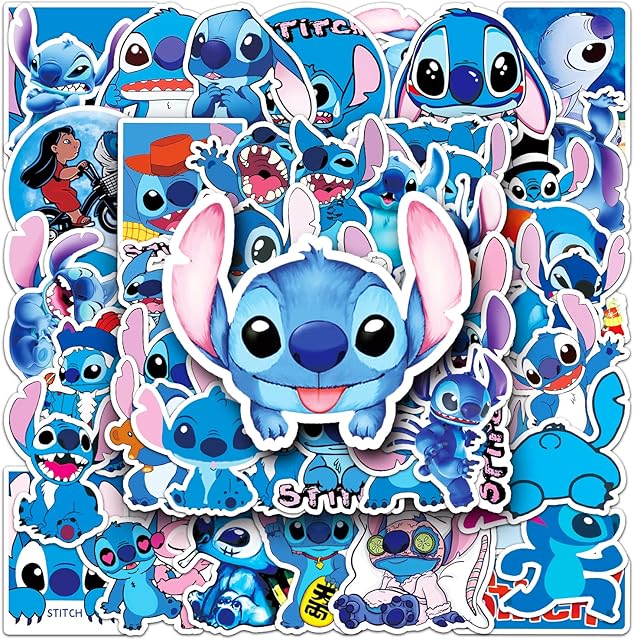 Yangsiw Stitch Stickers, Lilo and Stitch Stickers for Water Bottles, Vinyl Waterproof Stickers for Hydroflasks,Laptop,Computer, Stickers and Decals Kids Teens Gift 50pcs