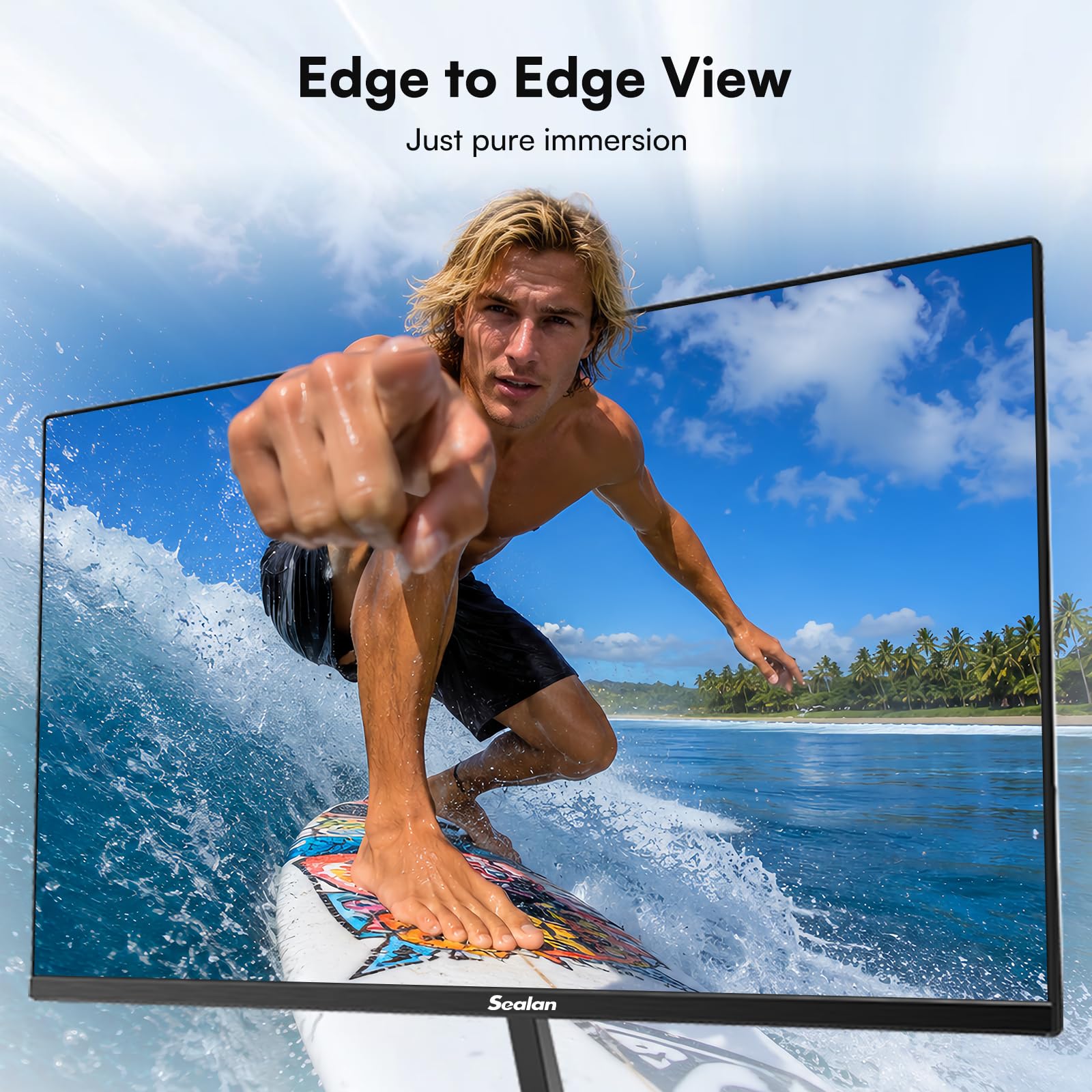 Sealan Monitor 24-calowy z głośnikiem FHD 1920 x 1080p 100 Hz ekran komputera 99% sRGB 3 ms monitory do PC wsparcie DP HDMI VESA monitor gracza synchronizacja wrażenia wizualne dla