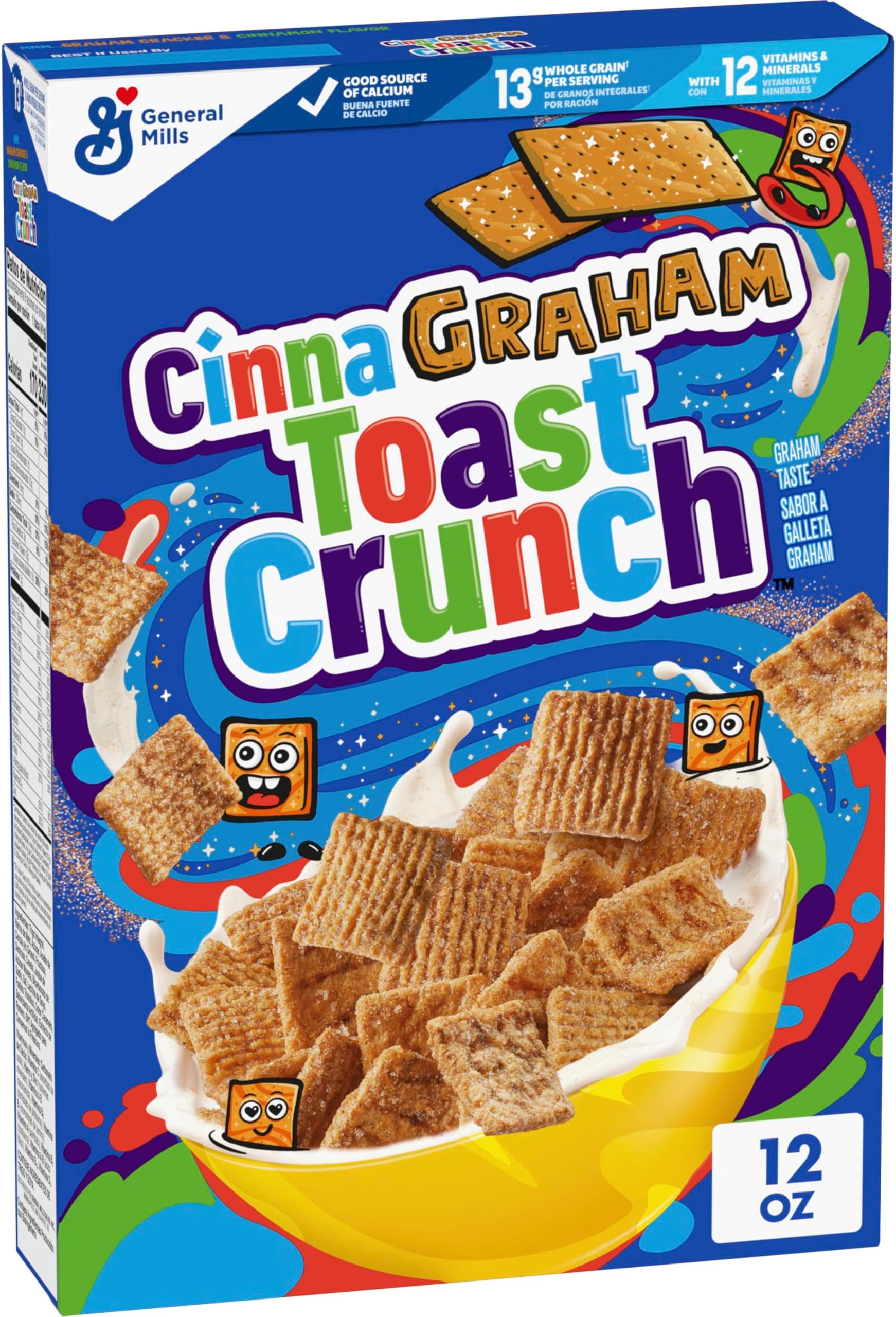 Cinnagraham Toast Crunch Breakfast Cereal, Whole Grain, 12 oz