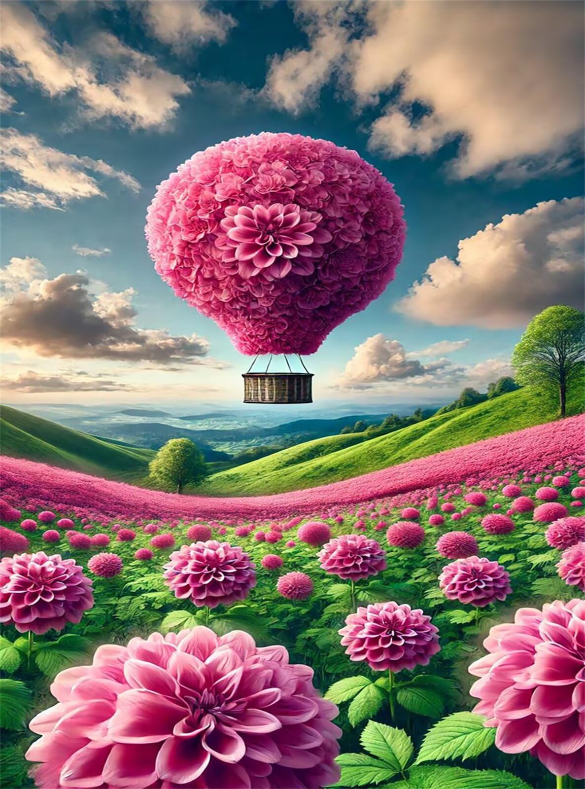 Puzzle de 1100 Piezas para Adultos - Globos Flores | Rompecabezas para Adultos 87x42cm | Piezas de Encaje Letras en la Parte Posterior | Decoración para el Hogar