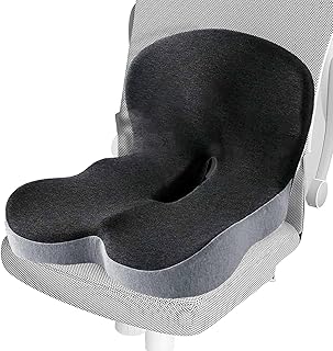 Genérico Back Seat Cushion, L-Shaped Memory Foam Support, Versatile Back Supports, Integrated Lumbar Tailbone Comfort, Ergonomic Chair Pad for Adults, Women, Men, Dark Gray