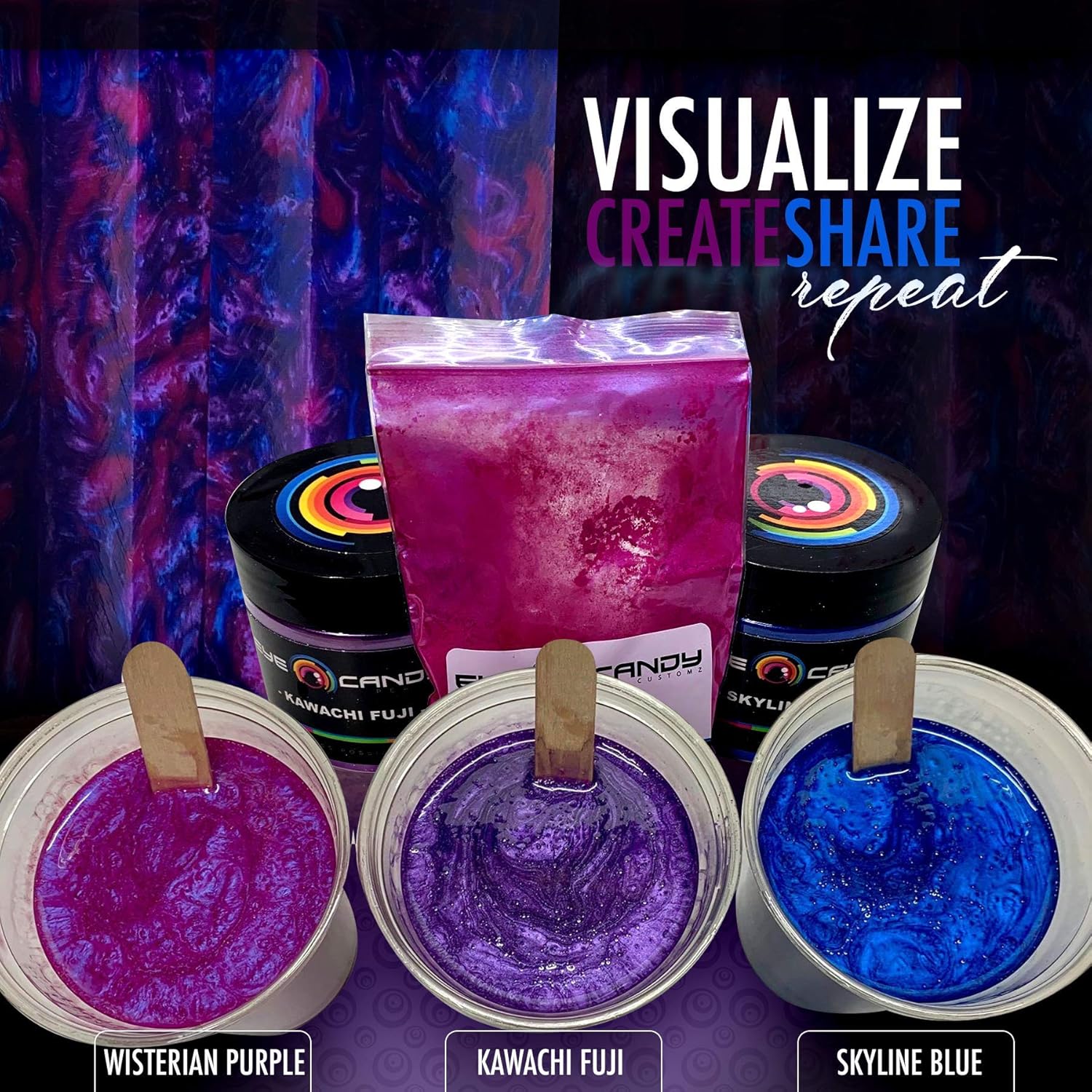 Eye Candy Pigments Premium Purple Mica Powder - Kawachi Fuji (50gr) - for Epoxy, Resin, Soap, Paint, Woodworking, Acrylic Pouring, Bath Bombs, Fishing Lures - DIY Arts and Crafts Additive - Image 8