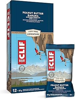 CLIF BAR - Energy Bars - Peanut Butter Banana with Dark Chocolate - (68 Gram Protein Bars, 12 Count)