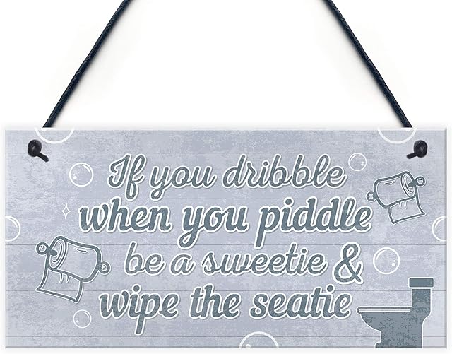 RED OCEAN Nautical Quirky Grey Bathroom Signs Funny Wipe The Seatie Toilet Door Loo Wall Plaque Gift