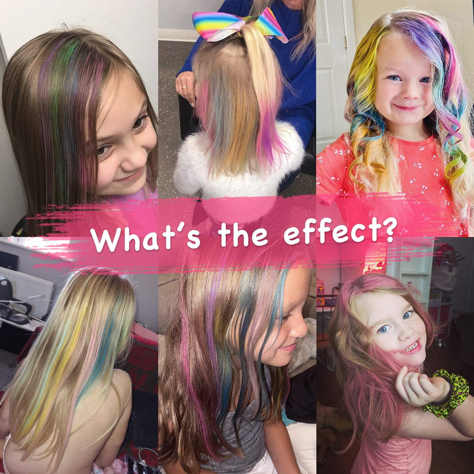 Hair Chalk for Kids - 8 Farben Antihaft-Waschbare Haarfarbe für Kinder - Haarkreide für Mädchen mit dunklem Haar, blond - vibrierende temporäre Haarfarbe für Kinder - Waschen mit