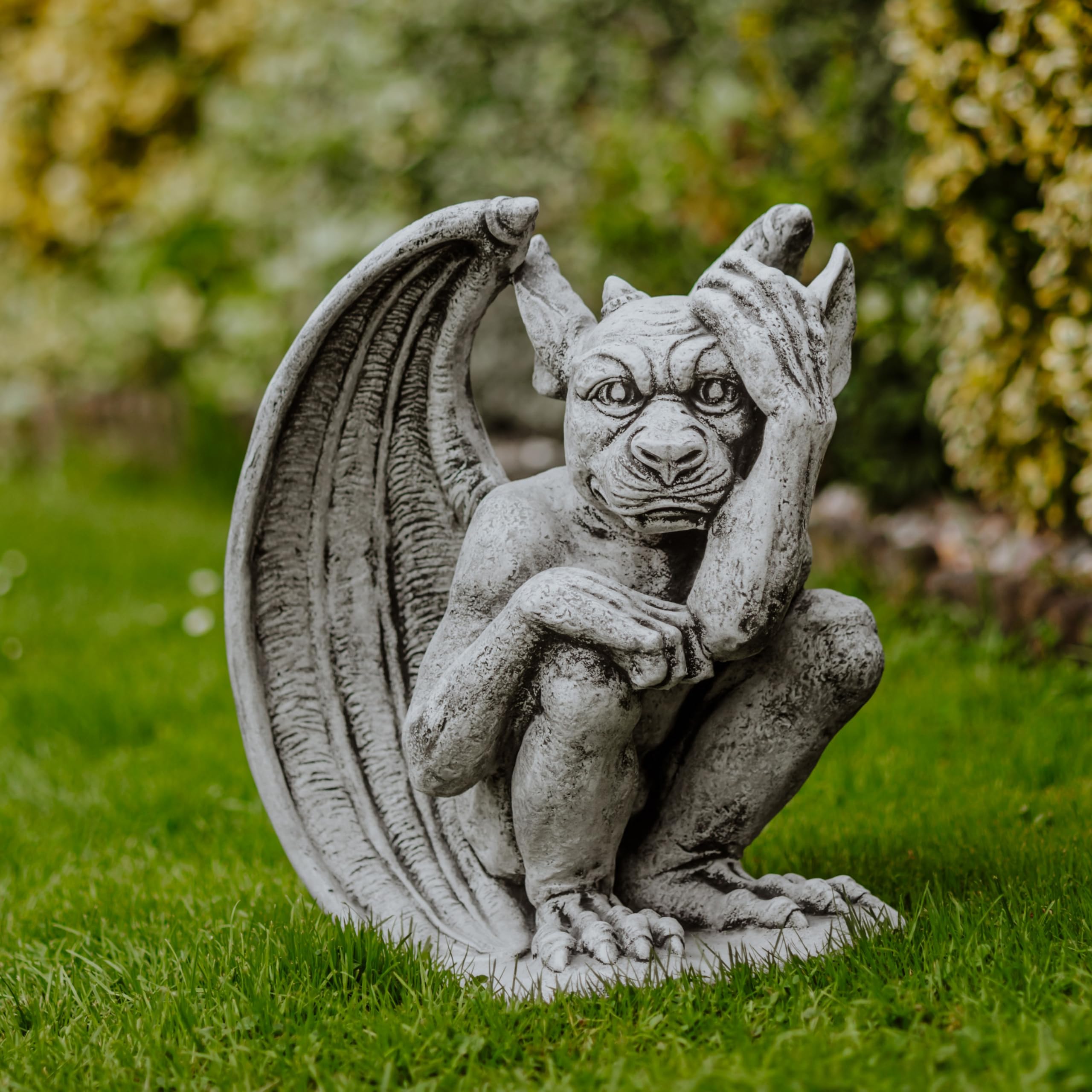 gartendekoparadies.de Duża masywna figurka kamienna Gargoyle – przemyślana figurka z odlewu kamiennego odporna na mróz