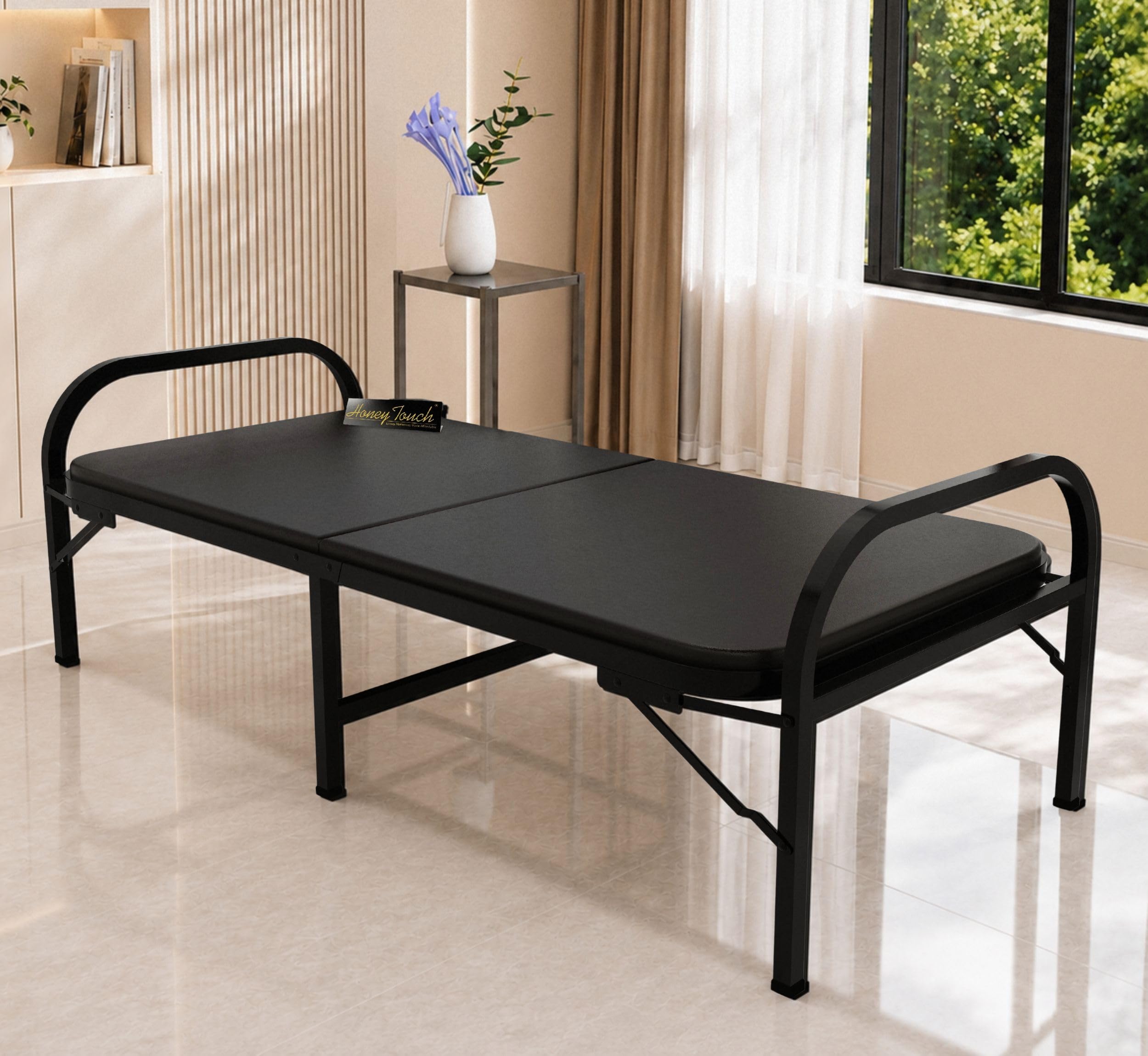 Honey Touch Metal Folding Bed Single Size with Single Layer Mattress for Sleeping Guest Bed Easily Storable (Single Layer Foam, 3ft x 6ft)-image-26