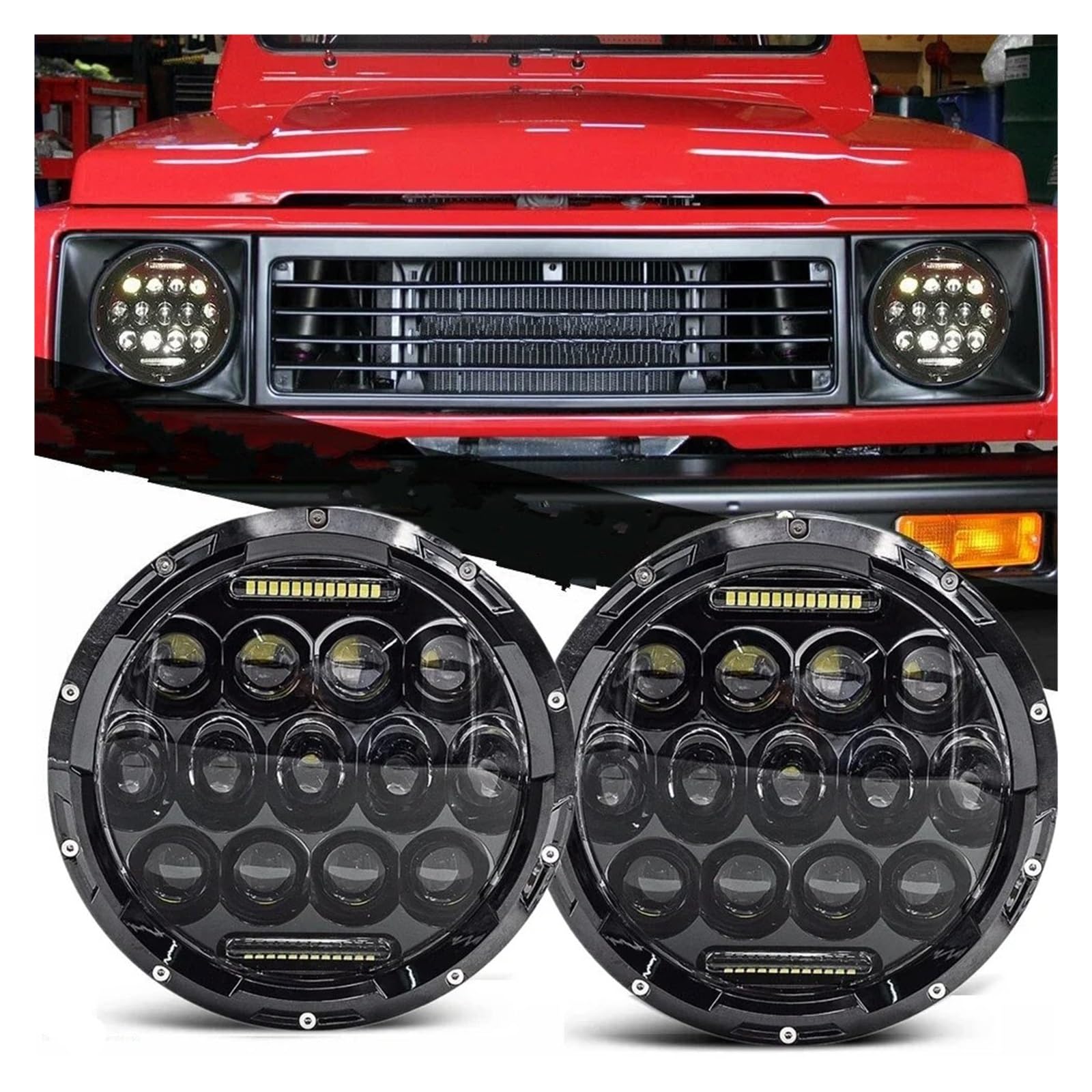 Motorbike Headlight For Suzuki For Samurai For SJ410 7 Inch Car Motorcycle LED Round Headlight DRL High Low Beam Headlamp(2Piece)