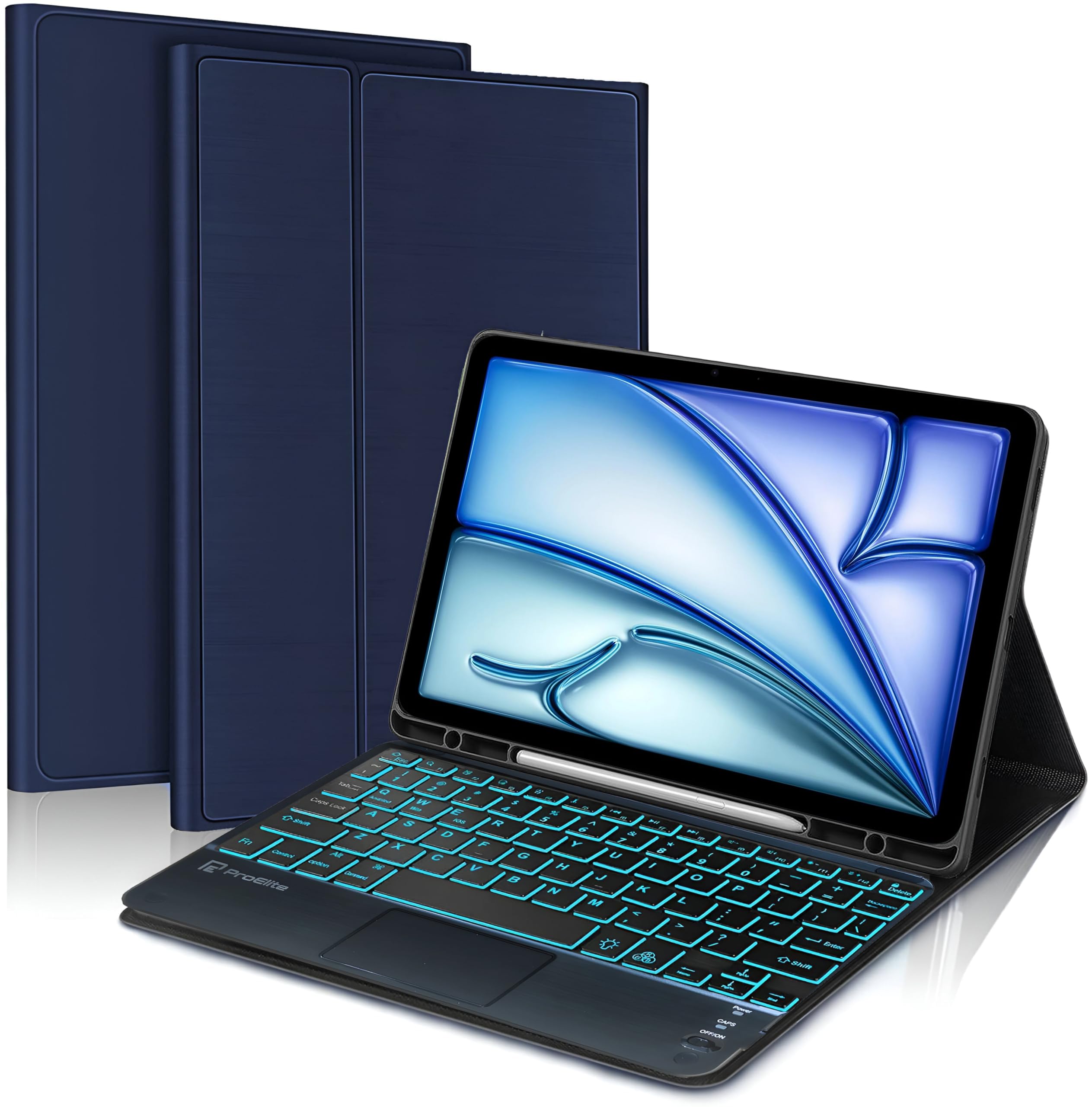 ProElite TouchPad Keyboard case for Apple iPad Air 11 inch 2024/Pro 11 4th/3rd Gen & iPad Air 5th/4th Gen 10.9" Pencil Holder, Magnetic Detachable Bluetooth Keyboard Built-in 7-Colors Backlit, Blue (B0CRBCLP15) Amazon Price History, Amazon Price Tracker