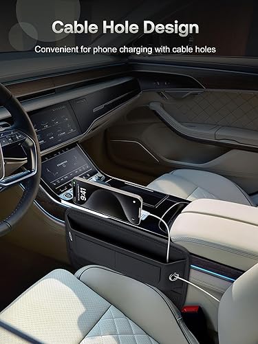 Miniatura 3 de Organizador de cuero de alta calidad para asiento de automóvil, organizador de consola central con ranuras para tarjetas para automóvil, SUV, camión