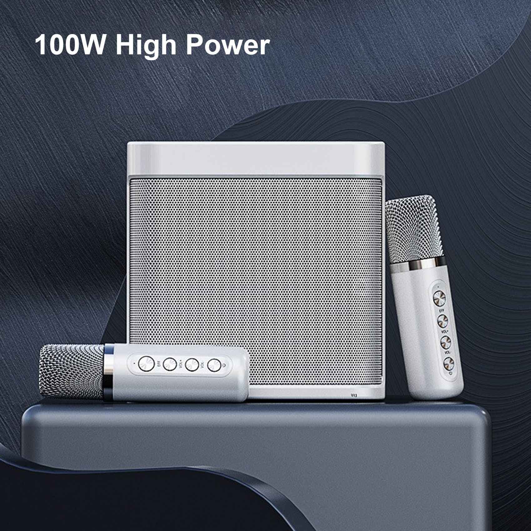 203 Altavoz Micrófono Set Home Equipo de canto inalámbrico Bluetooth KTV cambiador de voz -Negro