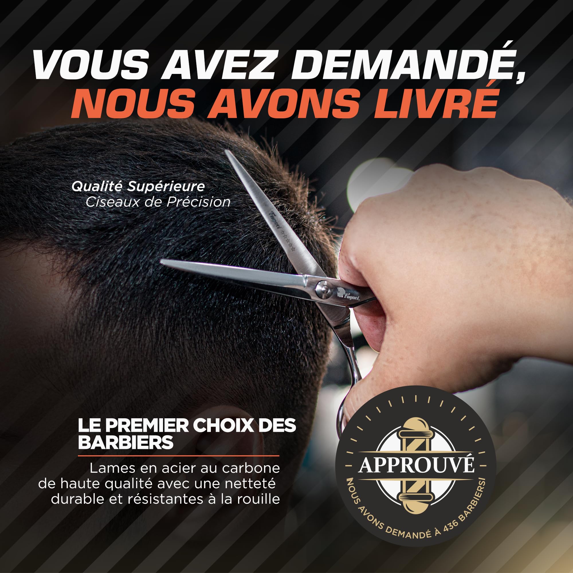 Fagaci Ciseaux à cheveux professionnels Lames tranchantes, ciseaux de coupe fine pour homme et femme, kit de ciseaux de barbier