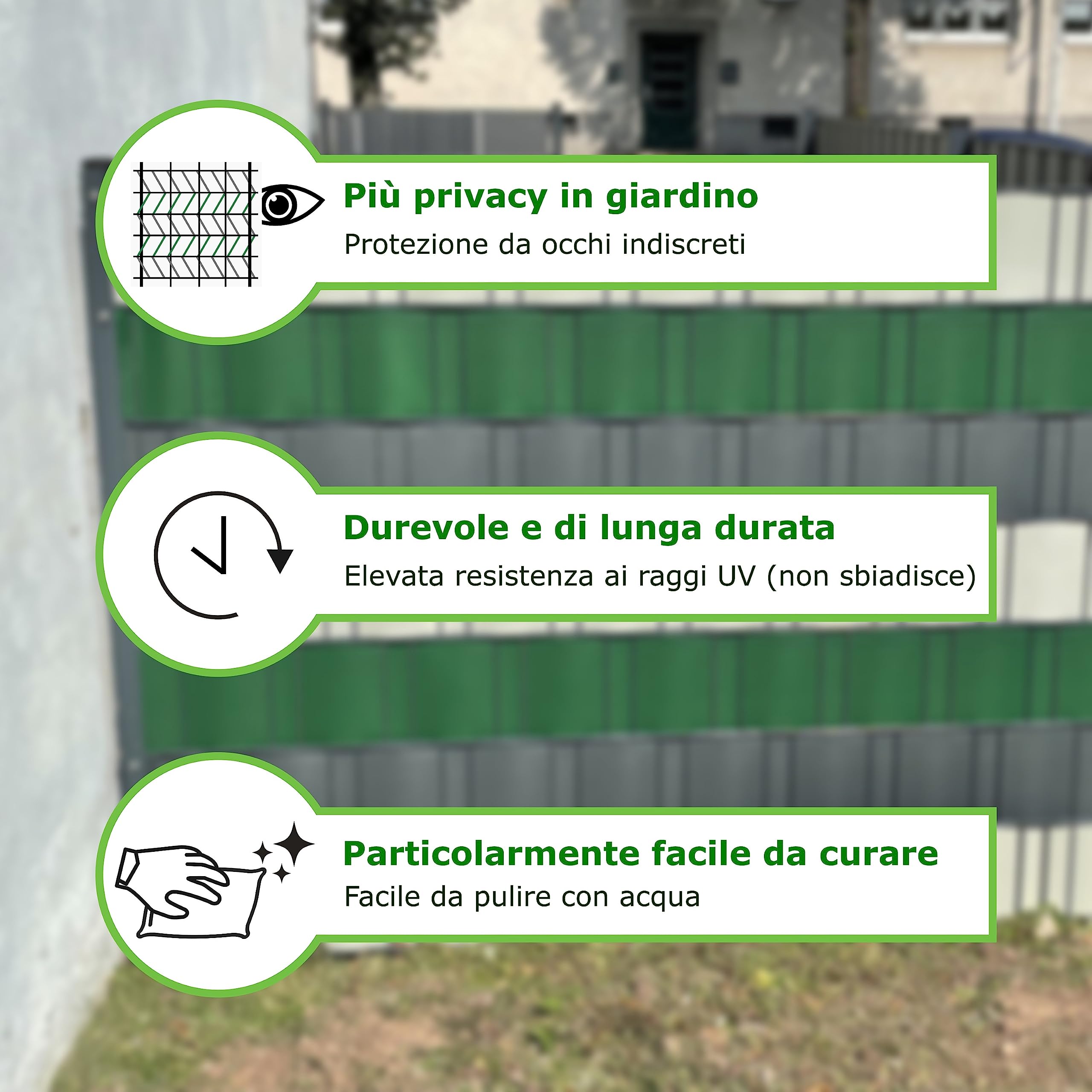 Strisce privacy in PP di Workinghouse spessore 1,1 mm - Resistenti alle intemperie, senza manutenzione, indeformabili - 10 strisce di 2,55 m di lunghezza x 19 cm di altezza (Grigio chiaro)