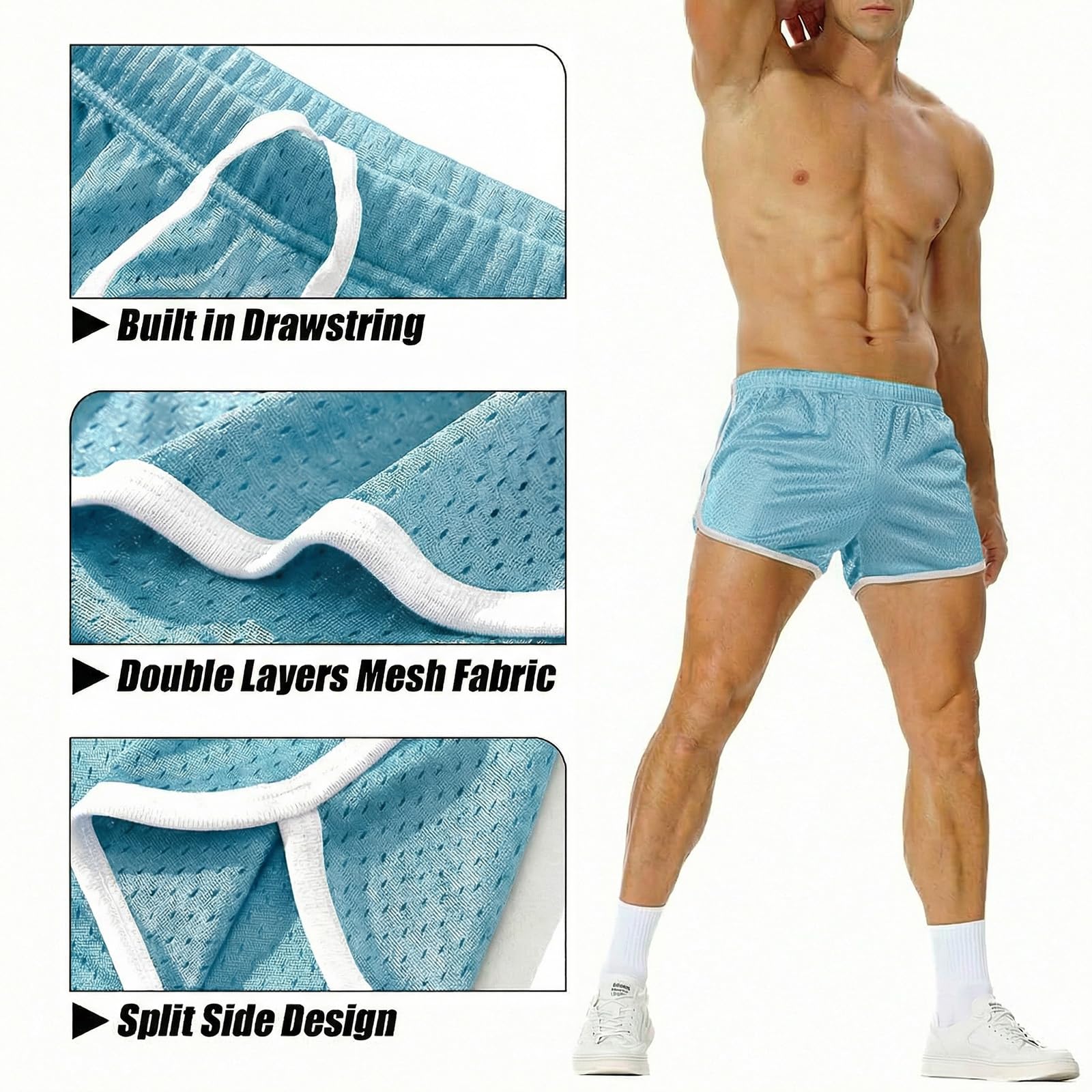 AIMPACT Mens Running Shorts Breathing Workout Gym Booty Short Shorts: X-Large Style 1blue