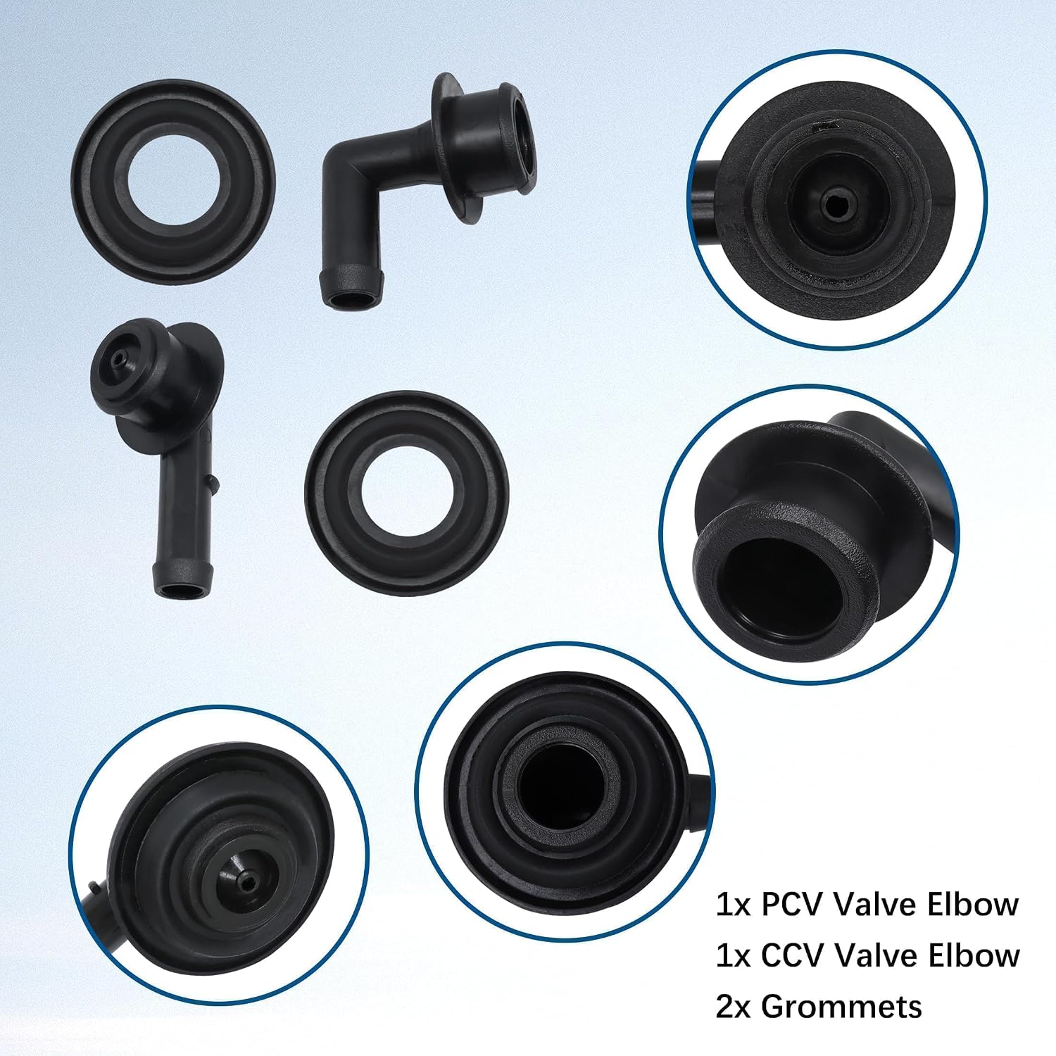 PCV CCV Vent Valve Elbows & Grommets Set Fit for Jeep Grand Cherokee(WJ) 4.0L 2000 2001 2002 2003 2004 Replace# 53013360AA 53030497 02946079 2946079 Pressure Regulator Valve Elbow Kit