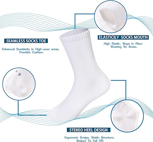 Miniatura 4 de Calcetines clásicos para niños de 10 pares, de algodón atlético para niños y niñas, básicos, para uniforme escolar, transpirables, casuales, para