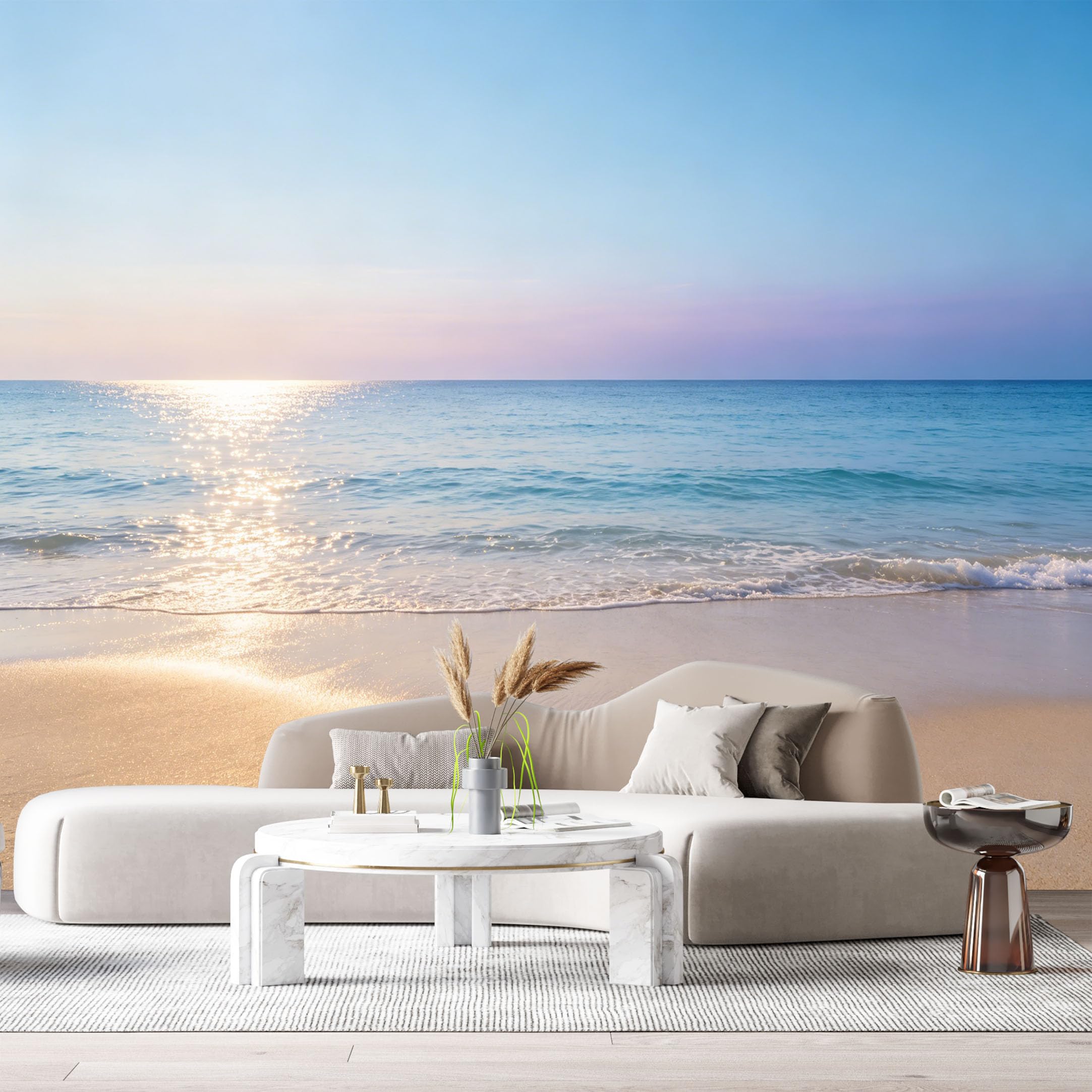 Custom Size Wall Murals Coastal Ocean Marine Landscape Sunrise Beach Waves SelfAdhesive Wall Fabric Removable Large Wallpaper for Photo Living Room Interior Decor