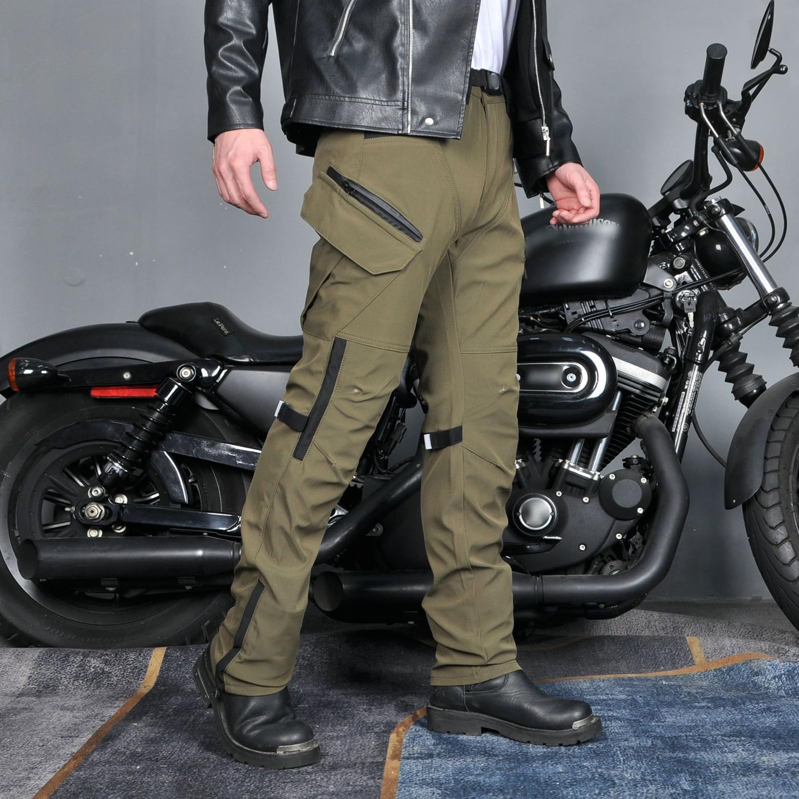 Pantalon Cargo de Moto Femme avec Ceinture Casual Vintage Racing Vélo Coupe-Vent Résistance à l'eau Homme Pantalon de Protection Vêtements de Sécurité avec Amovible Améliorée Protéger Pads
