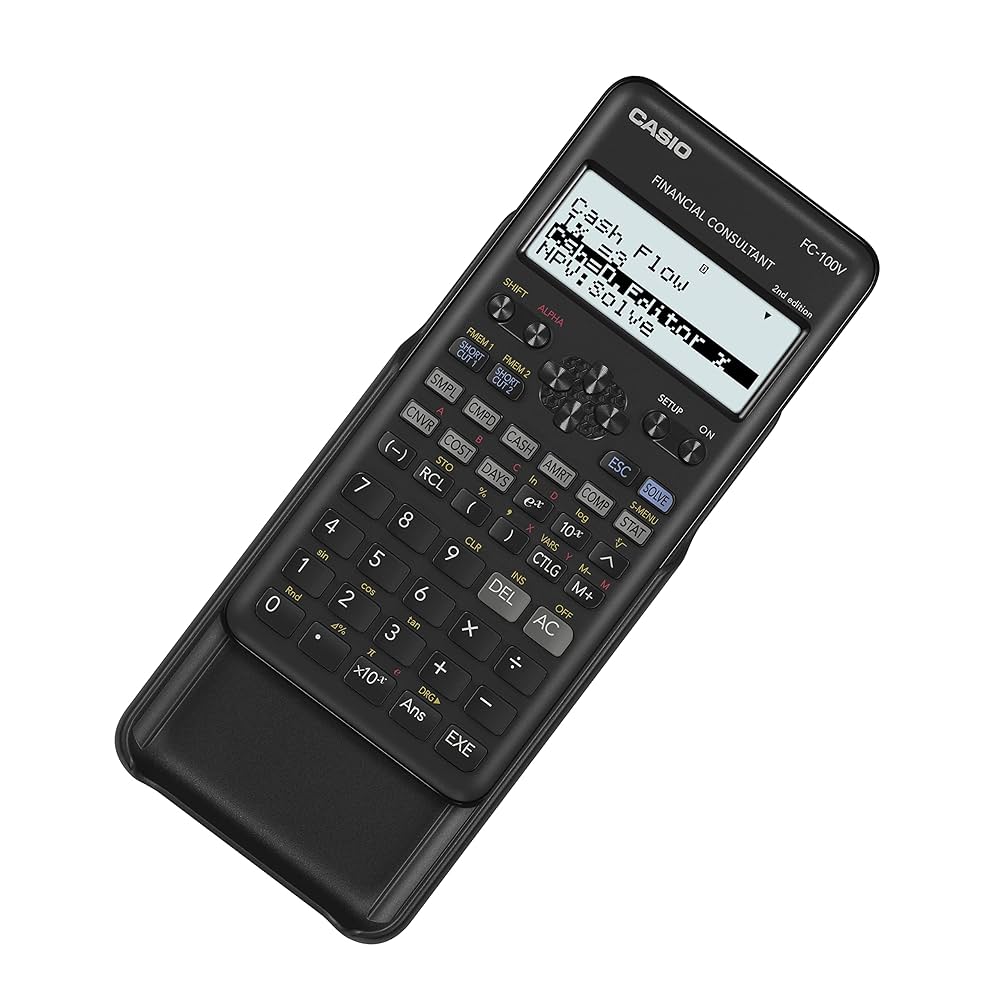 Calcolatrice Finanziaria Casio FC-100V Argento - Funzioni Ammortamento, Interessi Composti, Display 4 Righe