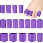 Blulu 16 Pcs Toe Cushion Tube Sleeves Soft Gel Corn Pad Protectors for Cushions Corns, Blisters, Calluses, Toes and Fingers(Purple)